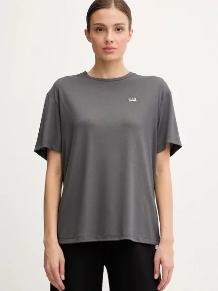 Emporio Armani tričko s viskózou šedé