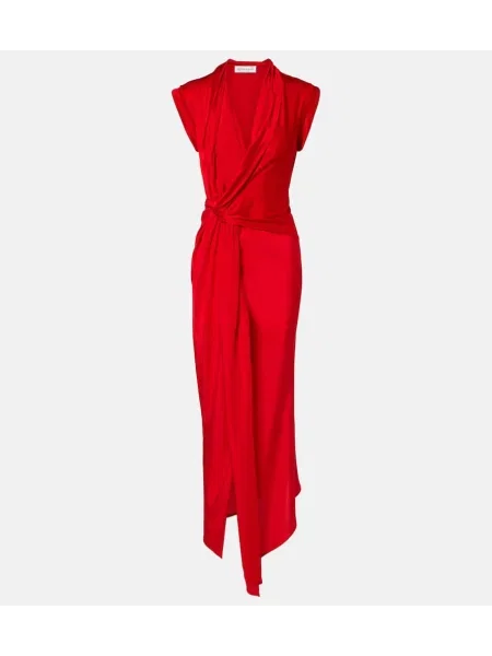 Rochie maxi Victoria Beckham de mătase de costum roșu