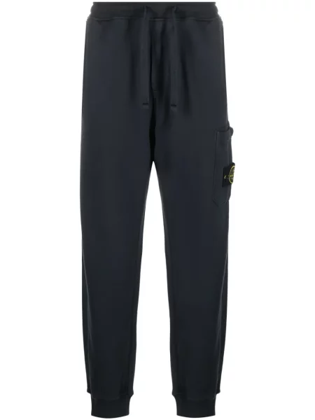 Pantaloni Stone Island cu strasuri albastru