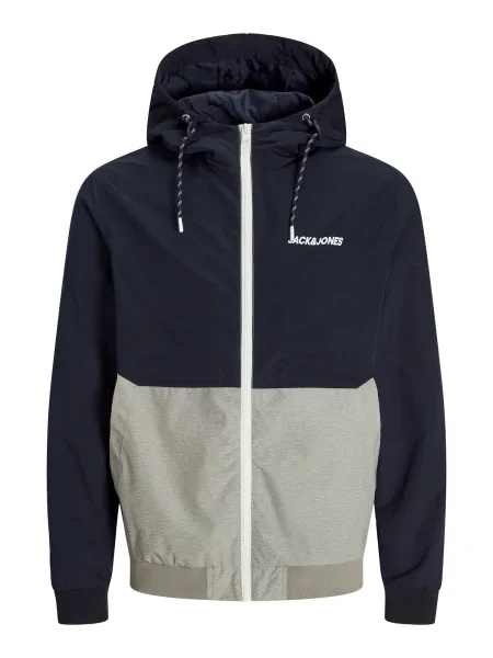JACK & JONES Geacă de primăvară-toamnă JJERush bleumarin / gri / alb albastru