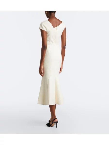 Cu centură bouclé rochie de cocktail Roland Mouret asimetrică alb