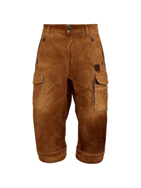 Pantaloni Dsquared2 din piele de căprioară maro