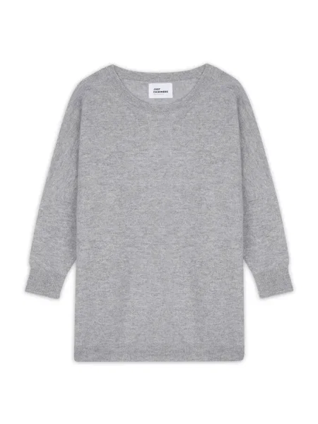 JUST CASHMERE Pulover Rebecca pegasto siva