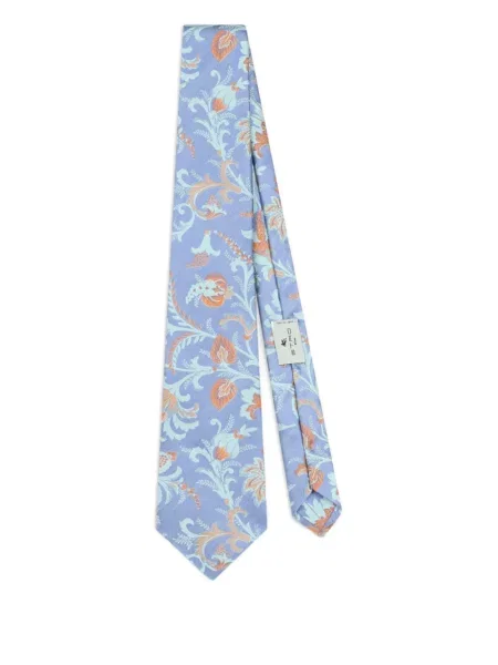 Cravată Etro cu model floral din jacard albastru
