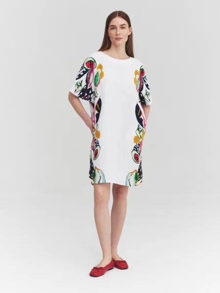 TATUUM Rochie Leora verde / portocaliu / roșu alb