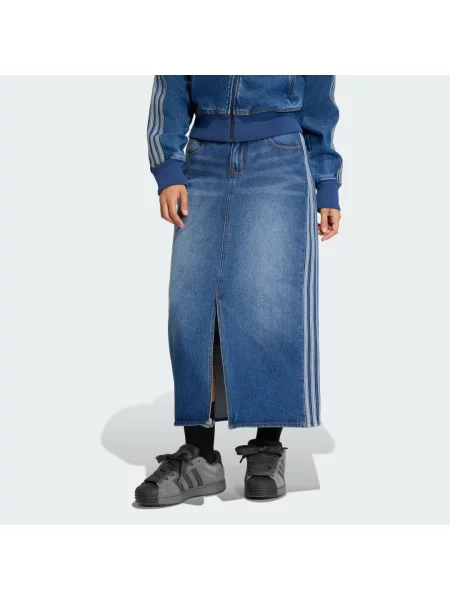 SPÓDNICA 3 STRIPES PENCIL DENIM niebieska