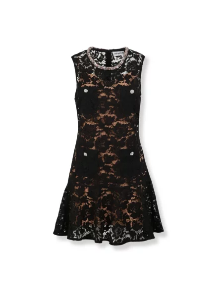Sukienka mini Self-portrait z kryształkami czarna