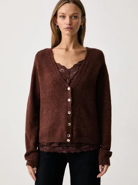 Fracomina cardigan pentru femei cu amestec de lână maro