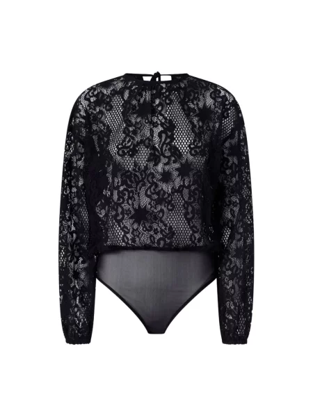 Koszulka Pinko z długim rękawem koronkowa czarna