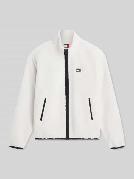 Bluza polarowa o regularnym kroju z wyszywanym logo Tommy Jeans biała