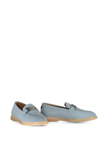 Pantofi loafer Bally din piele cu autograf albastru