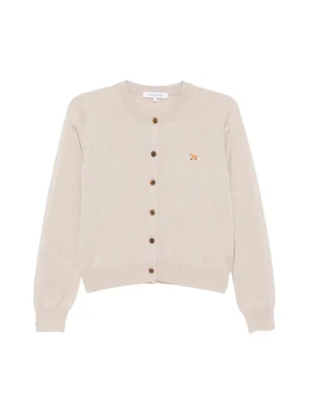 Maison Kitsuné kardigan wełniany Baby Fox Merino Regular lekki beżowy