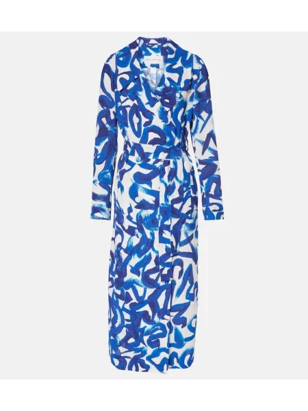 Palton Dries Van Noten cu imagine albastru