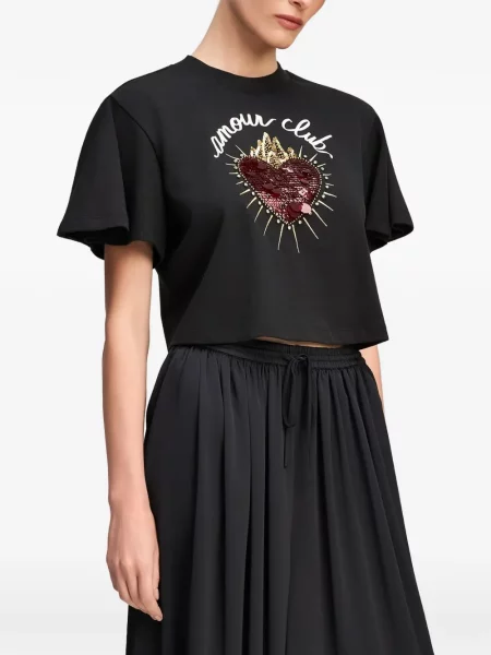 Decupat tricou Cinq A Sept cu paiete negru