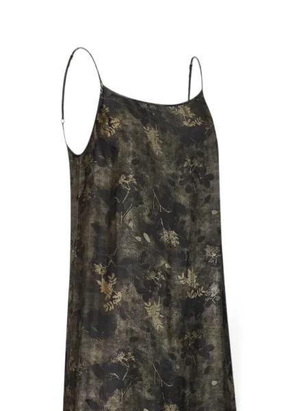 Rochie maxi Uma Wang cu model floral evazată verde