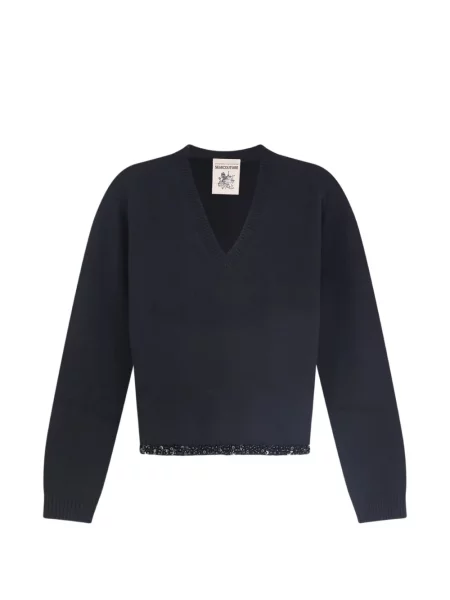 Pulover Semicouture cu paiete cu decolteu în V negru