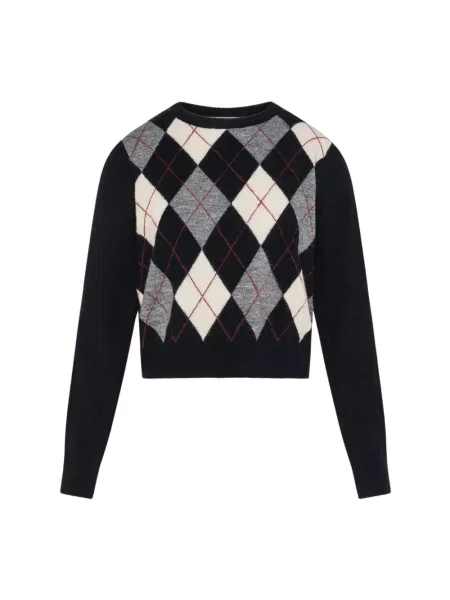 Sweter Seventy z kaszmiru z nadrukiem niebieski