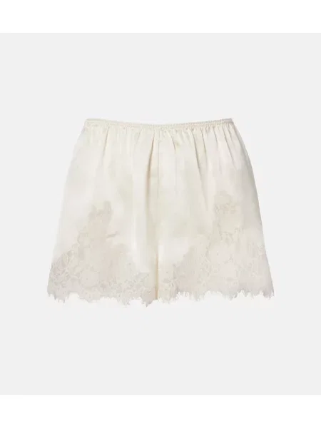 Pantaloni scurți Dôen de mătase alb