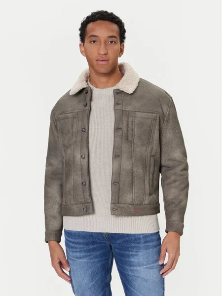 Guess Geacă din imitație de piele maro