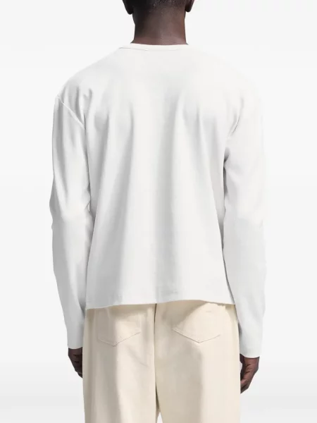Tricou Bram’s Fruit cu guler henley cu autograf alb