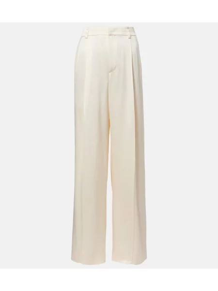 Pantaloni Vince din satin alb