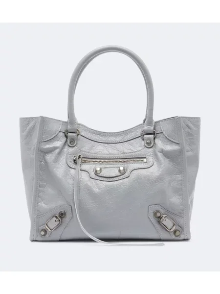Top Balenciaga din piele gri