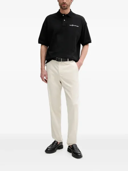 Tricou Polo Ralph Lauren cu decolteu rotund de mătase cu dungi alb