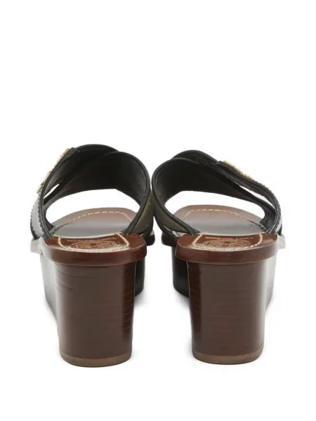 Sandale Tory Burch cu pană cu bretele negru