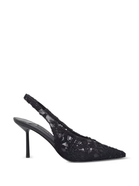 Pantofi cu toc Le Silla din dantelă slingback negru