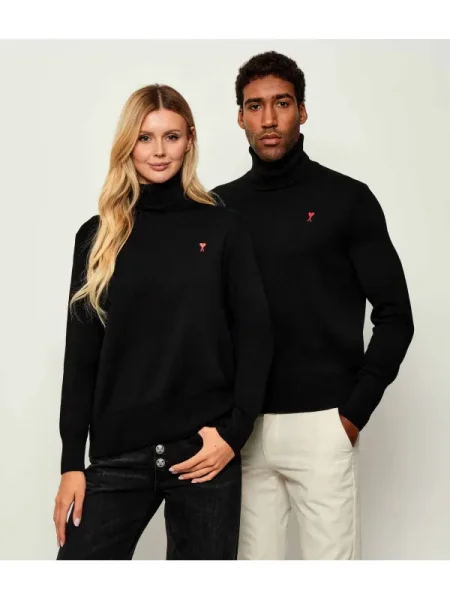 Pulover Ami Paris de lână negru