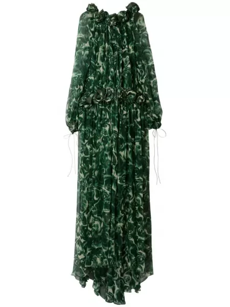 Maxi rochie maxi Burberry de mătase de costum verde