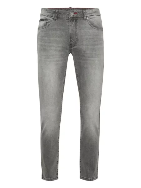 Blugi Philipp Plein cu broderie gri