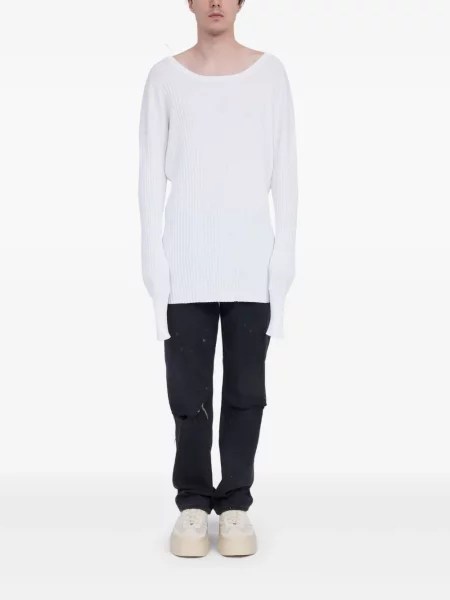 Pulover Mm6 Maison Margiela cu decolteu rotund alb