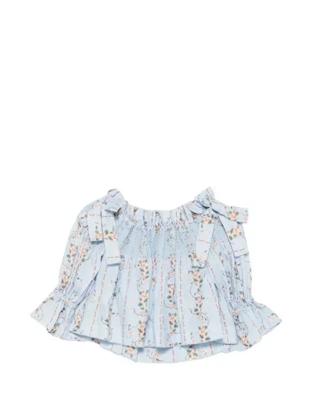 Top Agua By Agua Bendita cu model floral cu imagine albastru