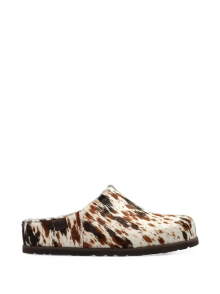Papuci tip mules Ugg cu imagine cu imprimeu animal print alb