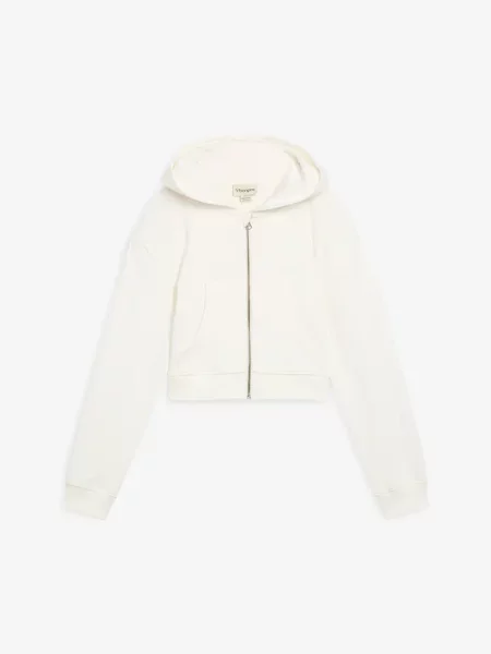 Bluza rozpinana z kapturem z czystej bawełny organicznej biała