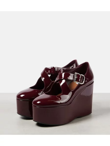 Pantofi cu toc Alaïa din piele de lac bordo
