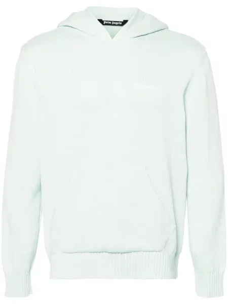 Hanorac cu glugă Palm Angels cu broderie tricotate verde