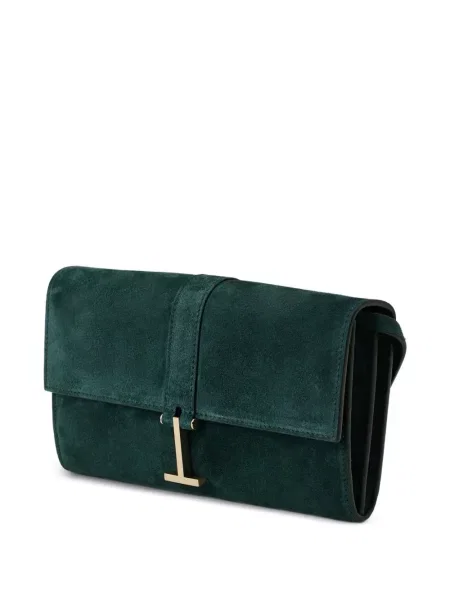 Geantă plic Tom Ford din piele de căprioară verde