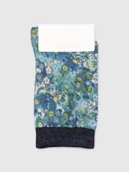 Шкарпетки в квітковий візерунок Momoni сині