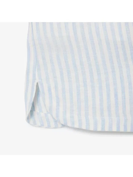 Lacoste Luźne Lniane Szorty W Paski niebieskie
