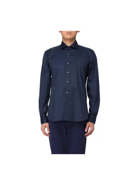 Długa koszula Fay z długim rękawem garniturowa niebieska