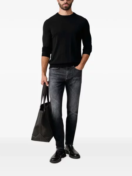 Пуловер Trussardi бродиран с кръгло деколте черно