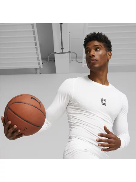 PUMA koszulka z długim rękawem do koszykówki Hoops Team Odzież XS biały