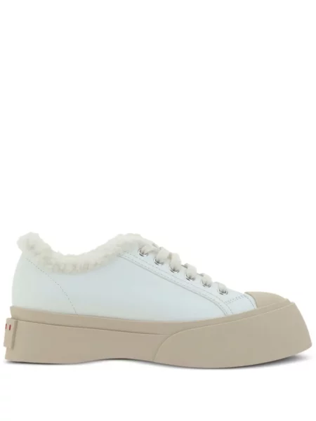 Sneakerși Marni cu șireturi din dantelă alb