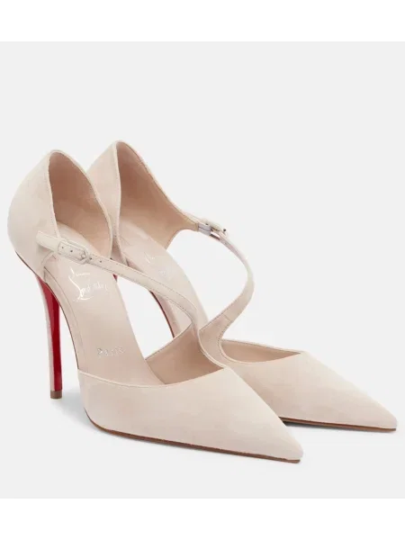 Pantofi cu toc Christian Louboutin din piele de căprioară bej