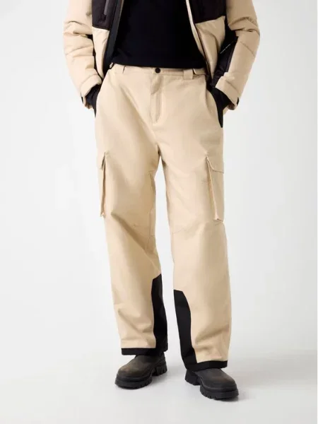 Guess Hlače iz tkanine Bež črna