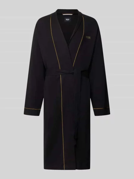 Szlafrok z wypustkami w kontrastowym kolorze model Xmas Kimono' Boss czarny
