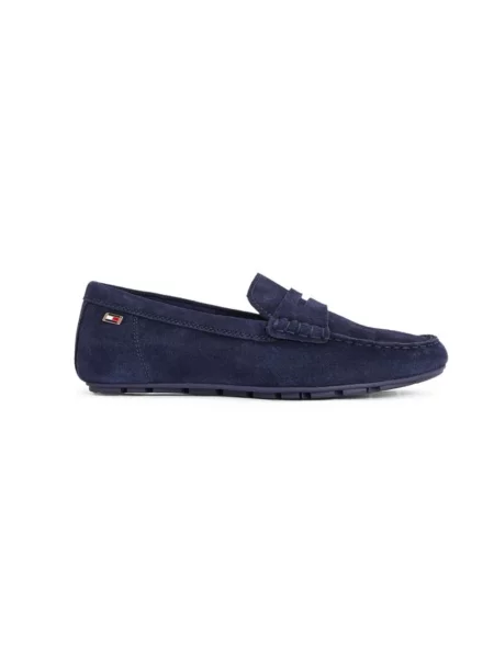 Mokasyny ze skóry welurowej Tommy Hilfiger niebieskie