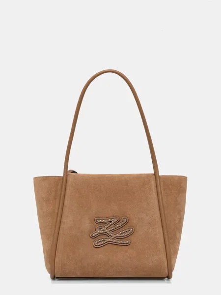 Karl Lagerfeld kabelka typu tote dámska semišová K/AUTOGRAPH hnedá